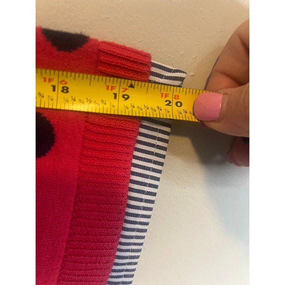 crown & ivy Sweaters - Crown & Ivy Red Polka Dot Striped Mixed Media Layered Sweater Top Medium